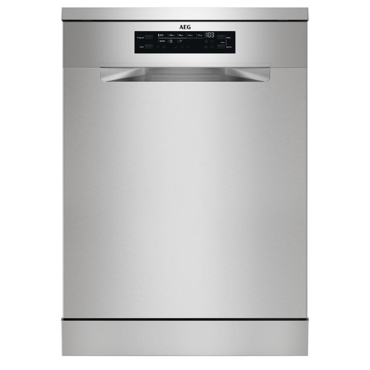 Refurbished AEG 9000 SatelliteClean Freestanding Dishwasher Full Size, 30 Minute Quick Wash Dishwasher, 13 Place Settings, silver, C rated