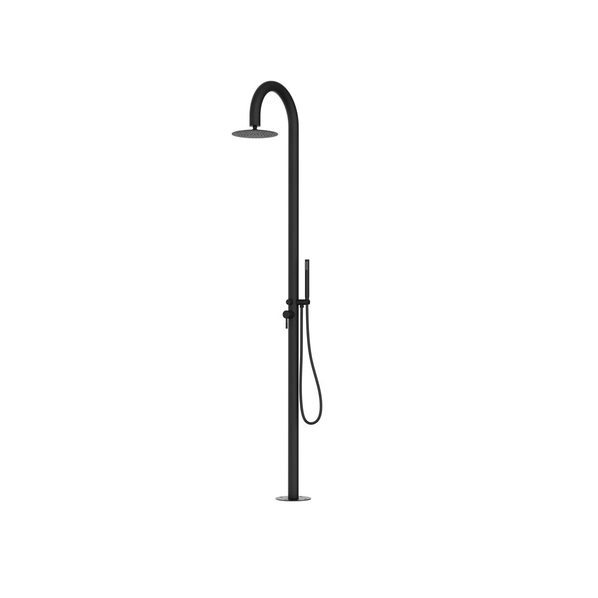 Black Manual Mixer Outdoor Shower with Pencil Hand Shower 2 Outlets - Fiji
