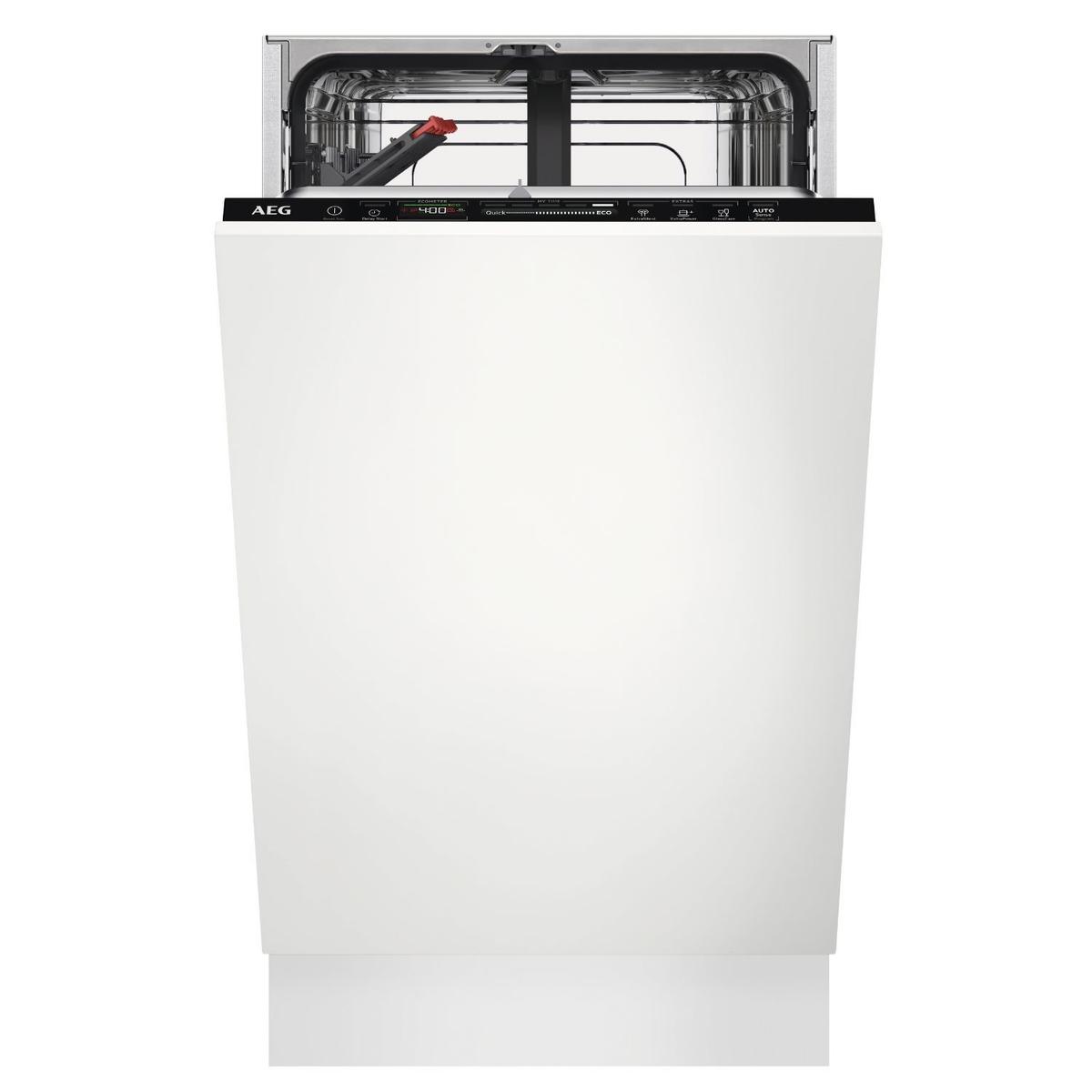 AEG 7000 GlassCare Integrated Slimline Dishwasher - D-Rated Black Control Panel