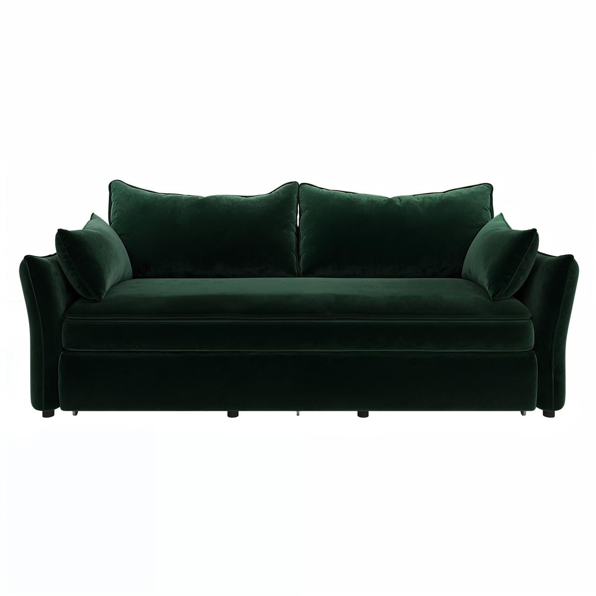3 Seater Pull-Out Sofa Bed with Storage in Green Velvet - Gaia