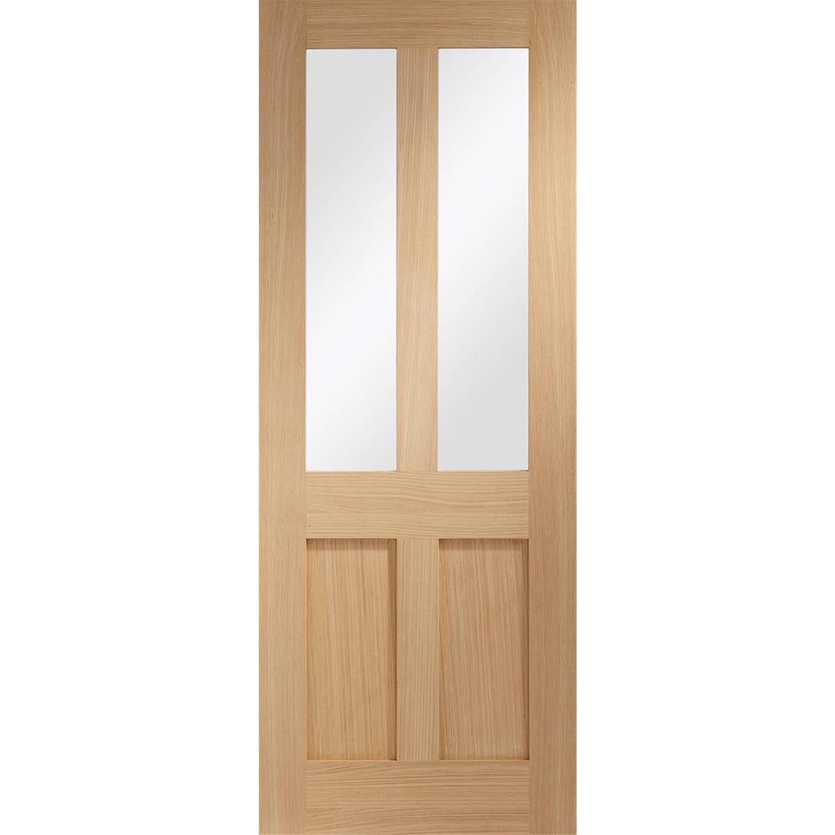 Internal Oak Glazed Victorian 4-Panel Shaker Door with Clear Glass - Unfinished - 2040 x 826 x 40mm - Victoria - XL Joinery
