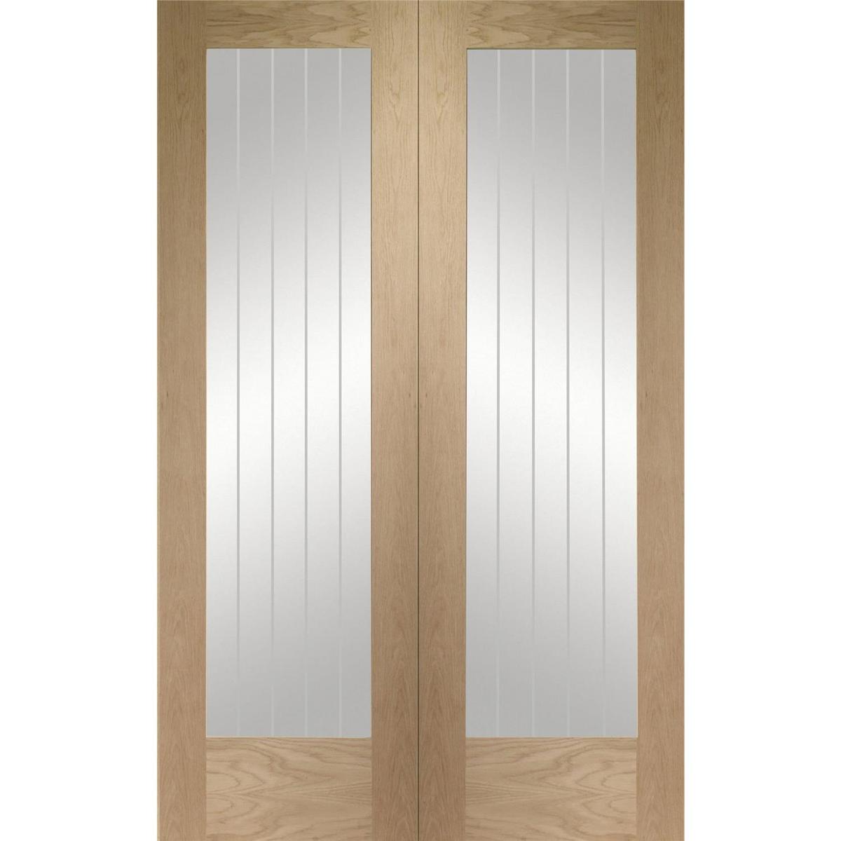 Internal Oak Fully-Glazed Cottage Rebated French Doors with Clear Etched Glass - Unfinished - 1981 x 1372 x 40mm - Suffolk - XL Joinery