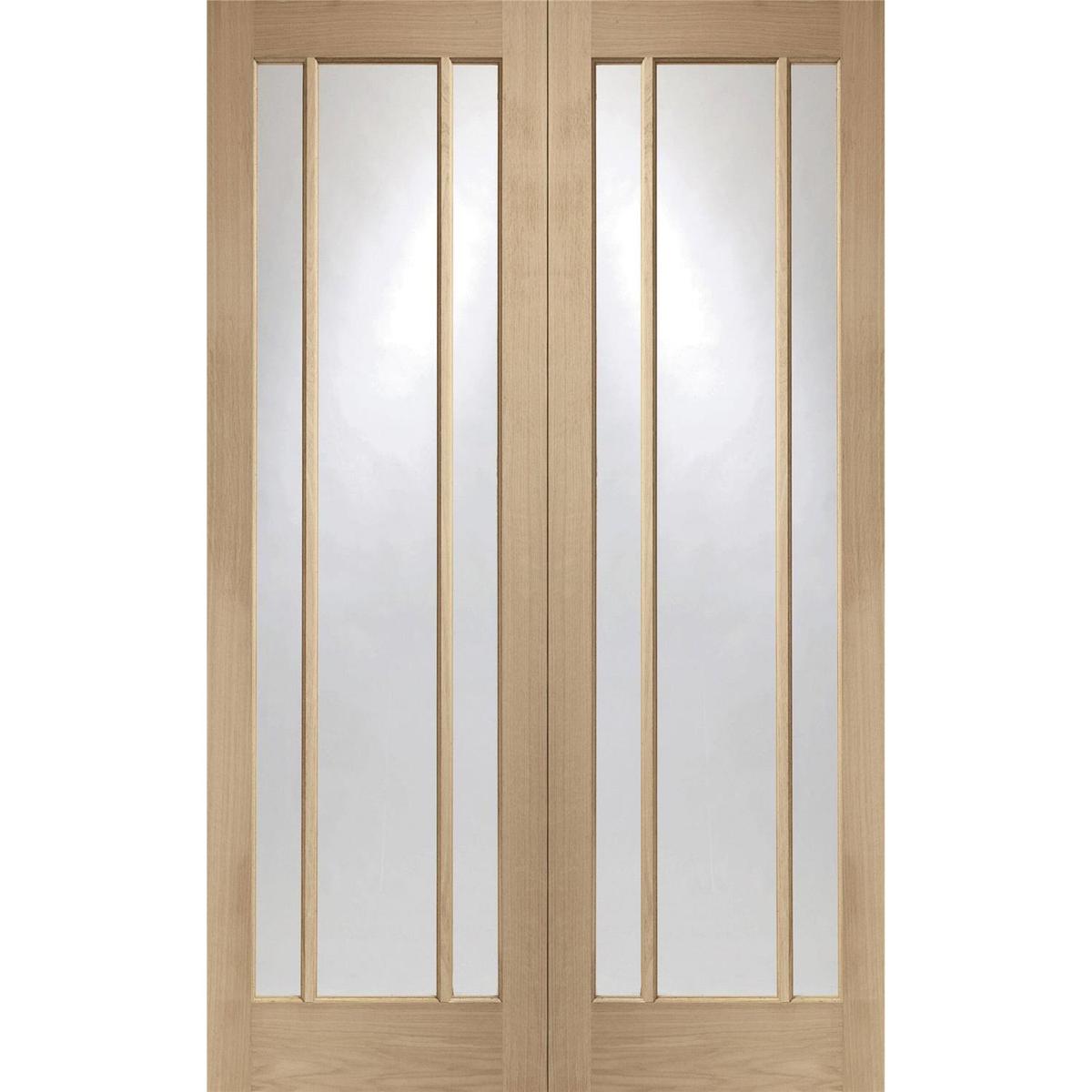 Internal Oak Glazed Rebated French Doors with Clear Glass - Unfinished - 1981 x 1524 x 40mm - Worcester - XL Joinery
