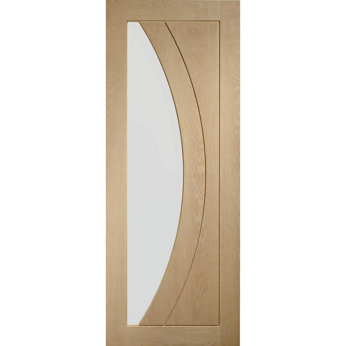 Internal Oak FD30 Fire Door with Clear Glass - Pre-Finished - 1981 x 838 x 44mm - Salerno - XL Joinery