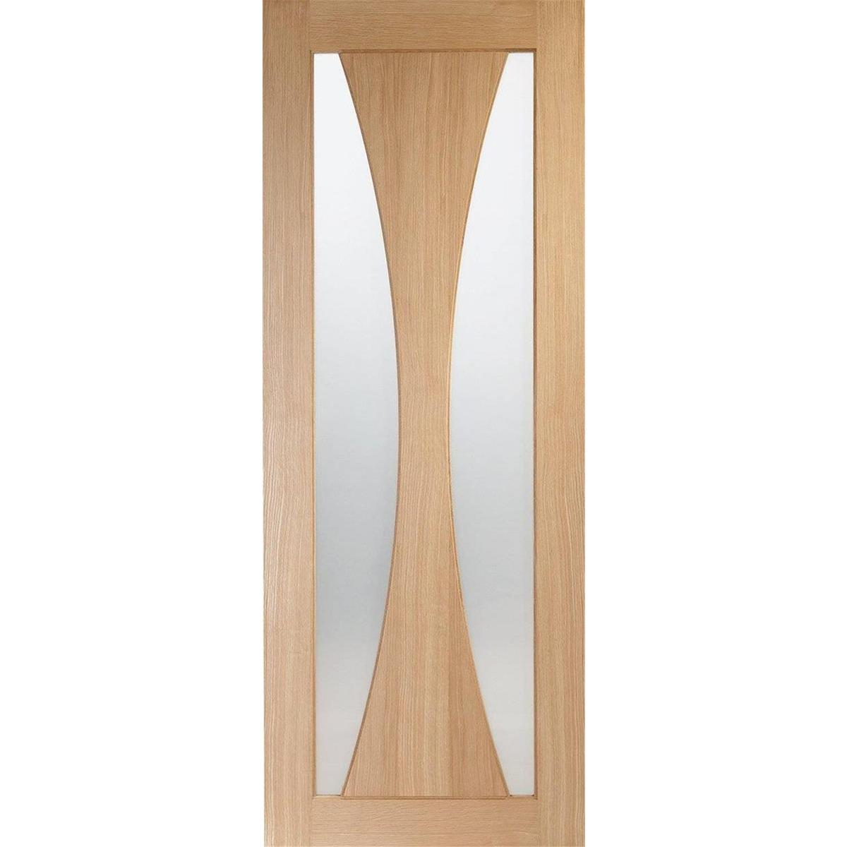 Internal Oak Glazed Door with Frosted Glass - Unfinished - 2040 x 926 x 40mm - Verona - XL Joinery