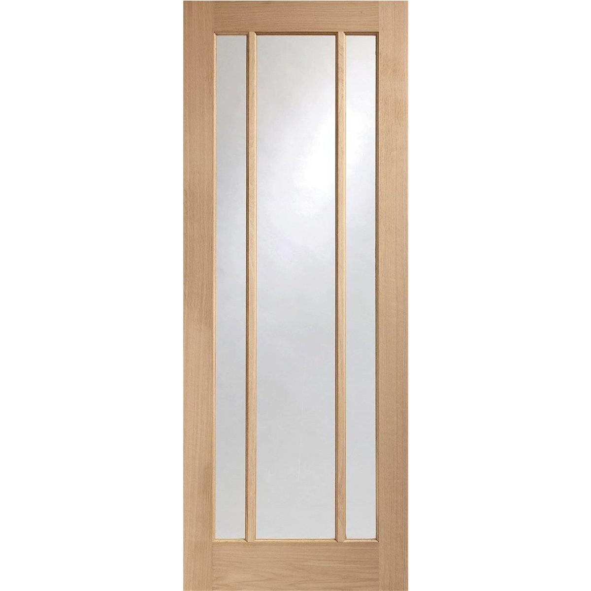 Internal Oak FD30 Fire Door with Clear Glass - 3-Light - Pre-Finished - 1981 x 838 x 44mm - Worcester - XL Joinery