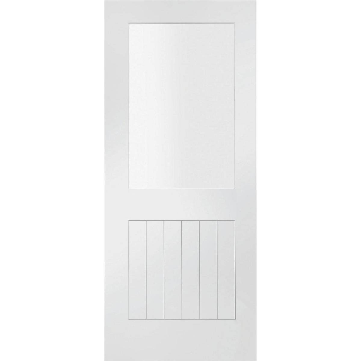 Internal White Primed Half-Glazed Cottage FD30 Fire Door with Clear Glass - 1981 x 762 x 44mm - Suffolk - XL Joinery