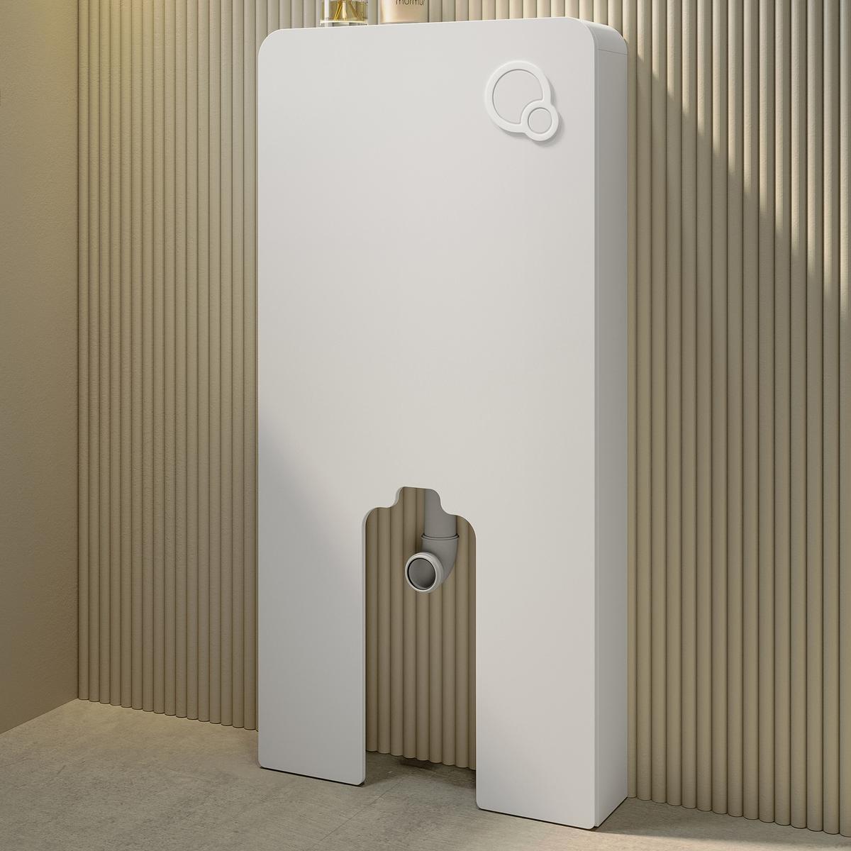 White Glass WC Toilet Unit with Cistern & Pneumatic Dual Flush Button for Back to Wall Toilets - Hako