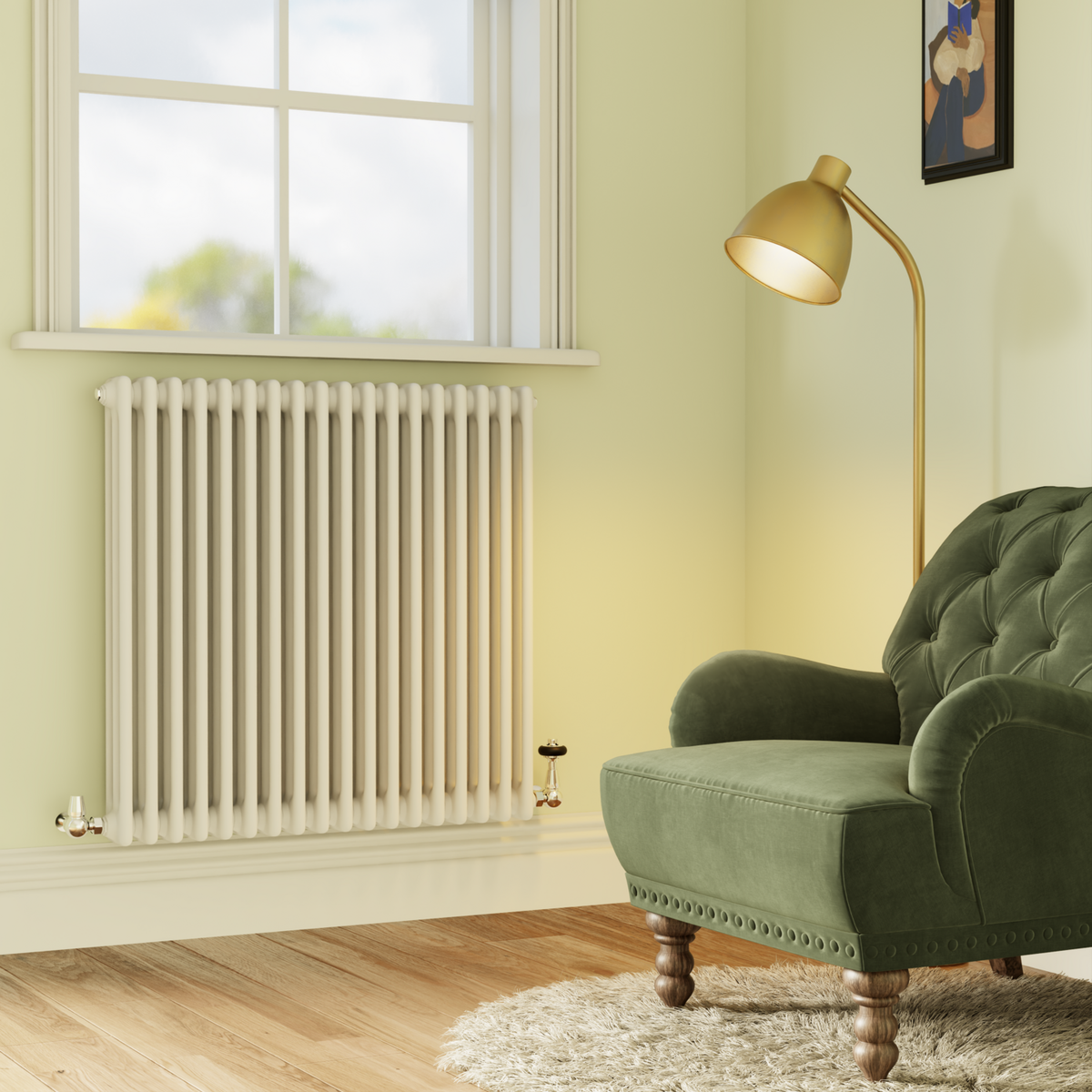 GRADE A1 - Reggio White Horizontal Triple Column Radiator 800x830mm 2411 BTU - Cast Iron Style