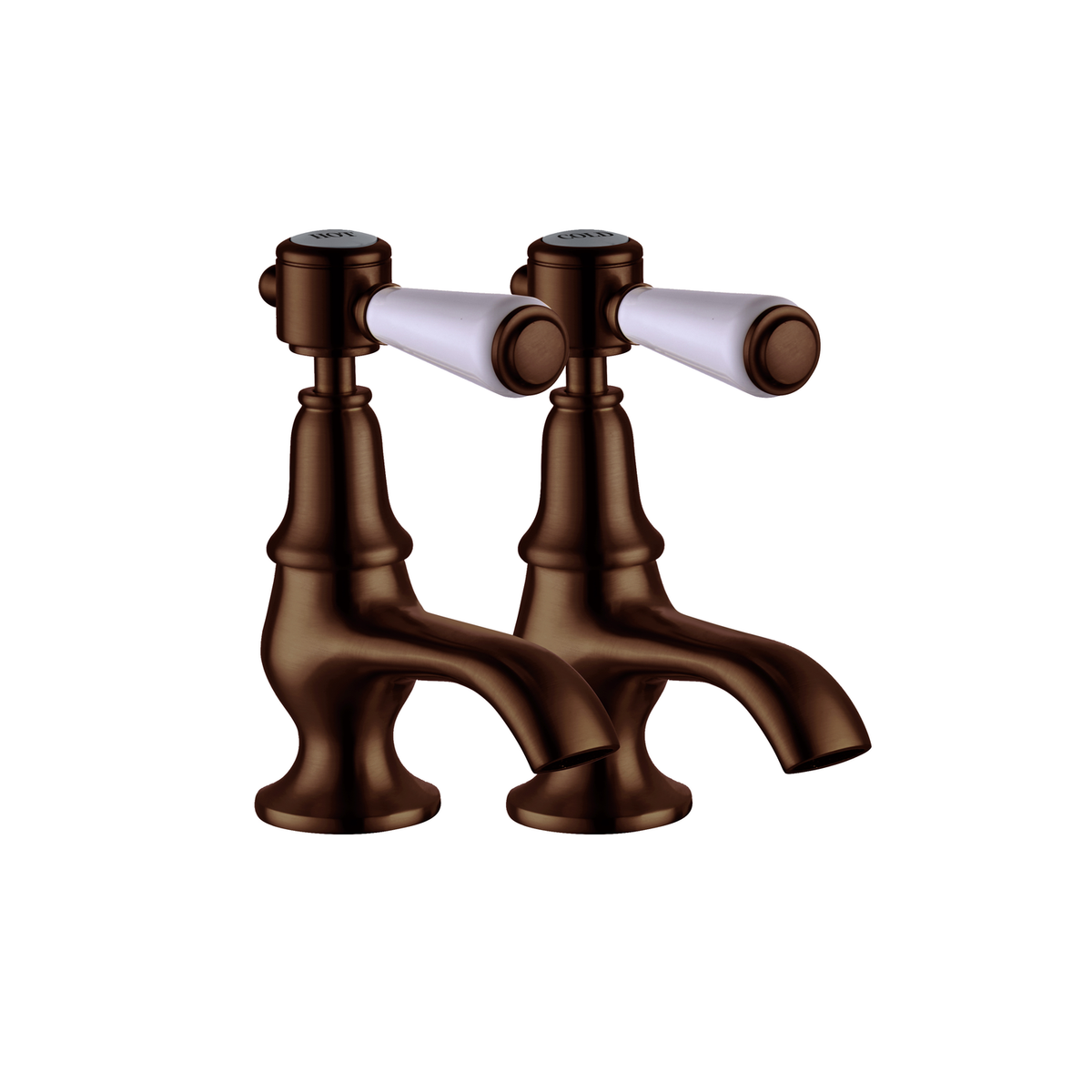 Brushed Bronze Basin Pillar Taps - Helston