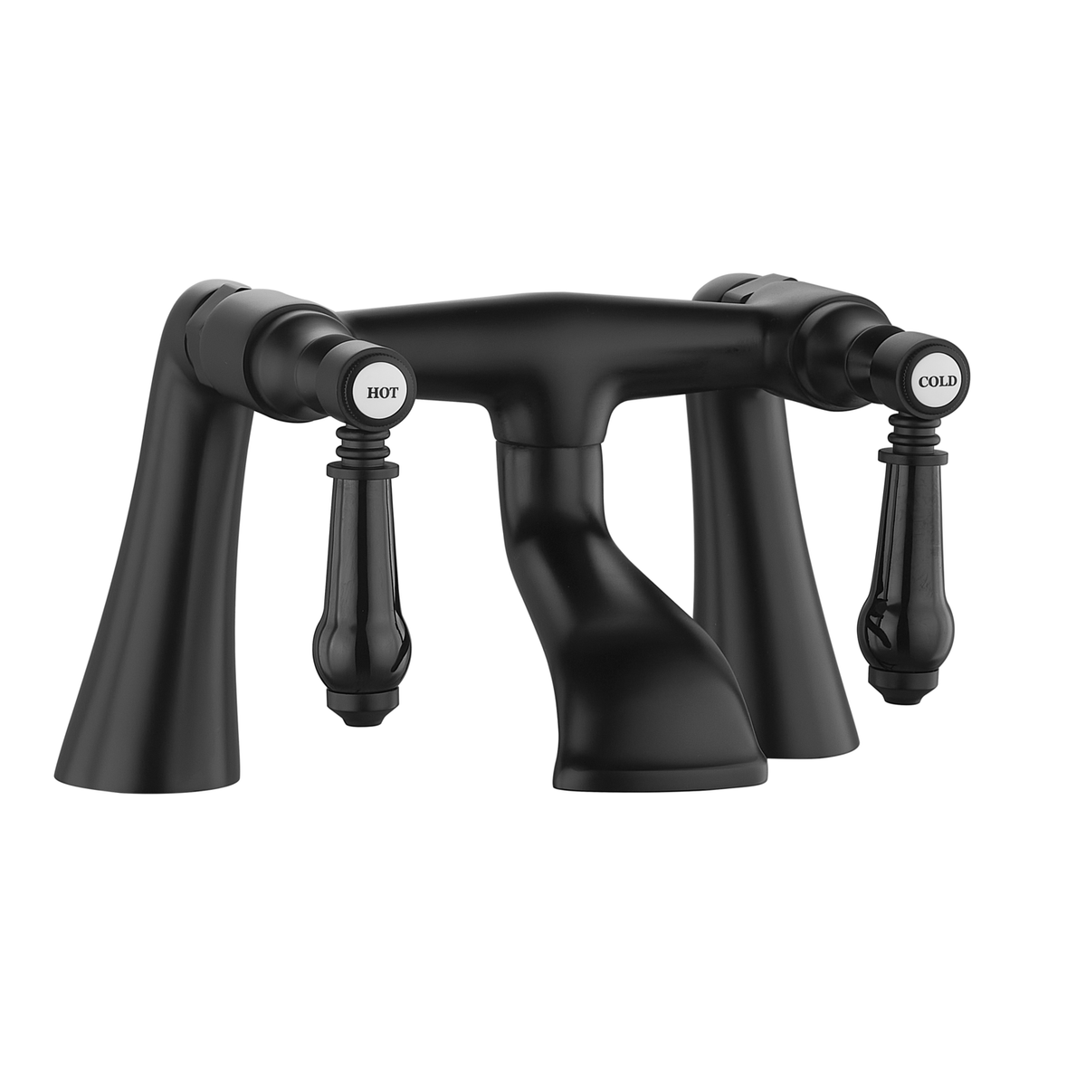 Matt Black Traditional Bath Filler - Helston