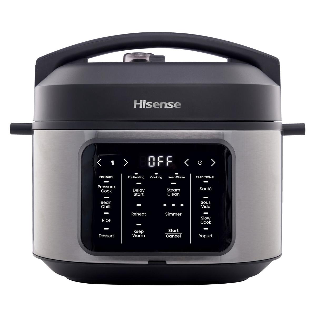 Hisense HMC6SBUK 6L 10-in-1 Digital Multicooker Pressure Cooker Slow Cooker & Rice Cooker - Stainless Steel & Black