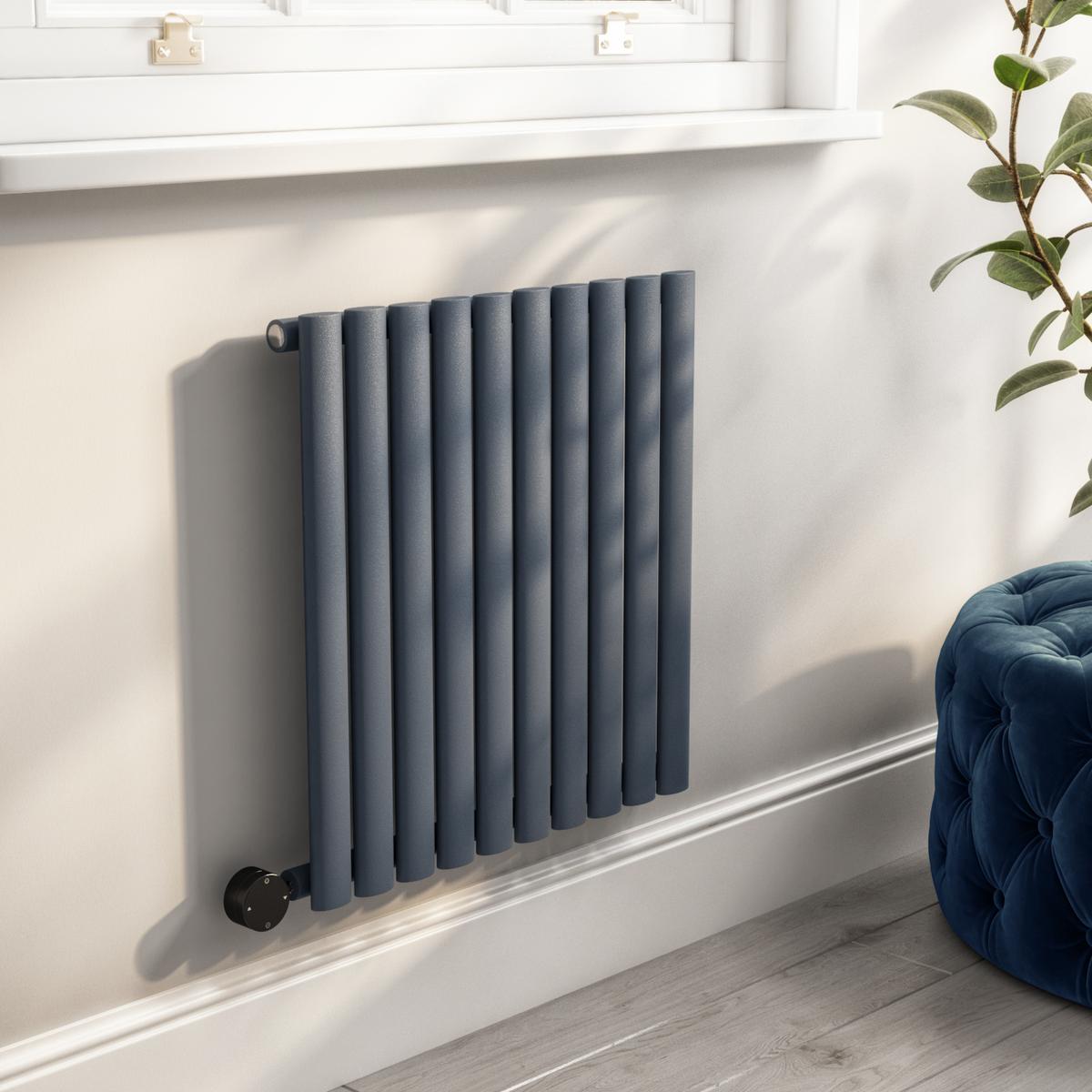 Anthracite Horizontal Smart Electric Radiator with Wi-Fi Thermostat - 600W - H600xW590mm - Bathroom Safe