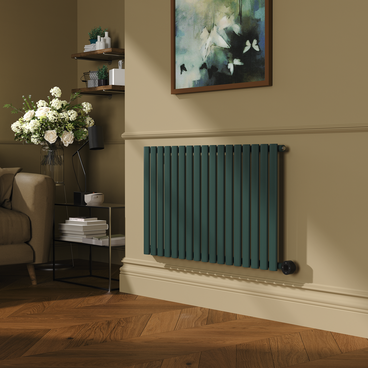 Evergreen Horizontal Smart Electric Radiator with Wi-Fi Thermostat - 1200W - H600xW1000mm - Bathroom Safe