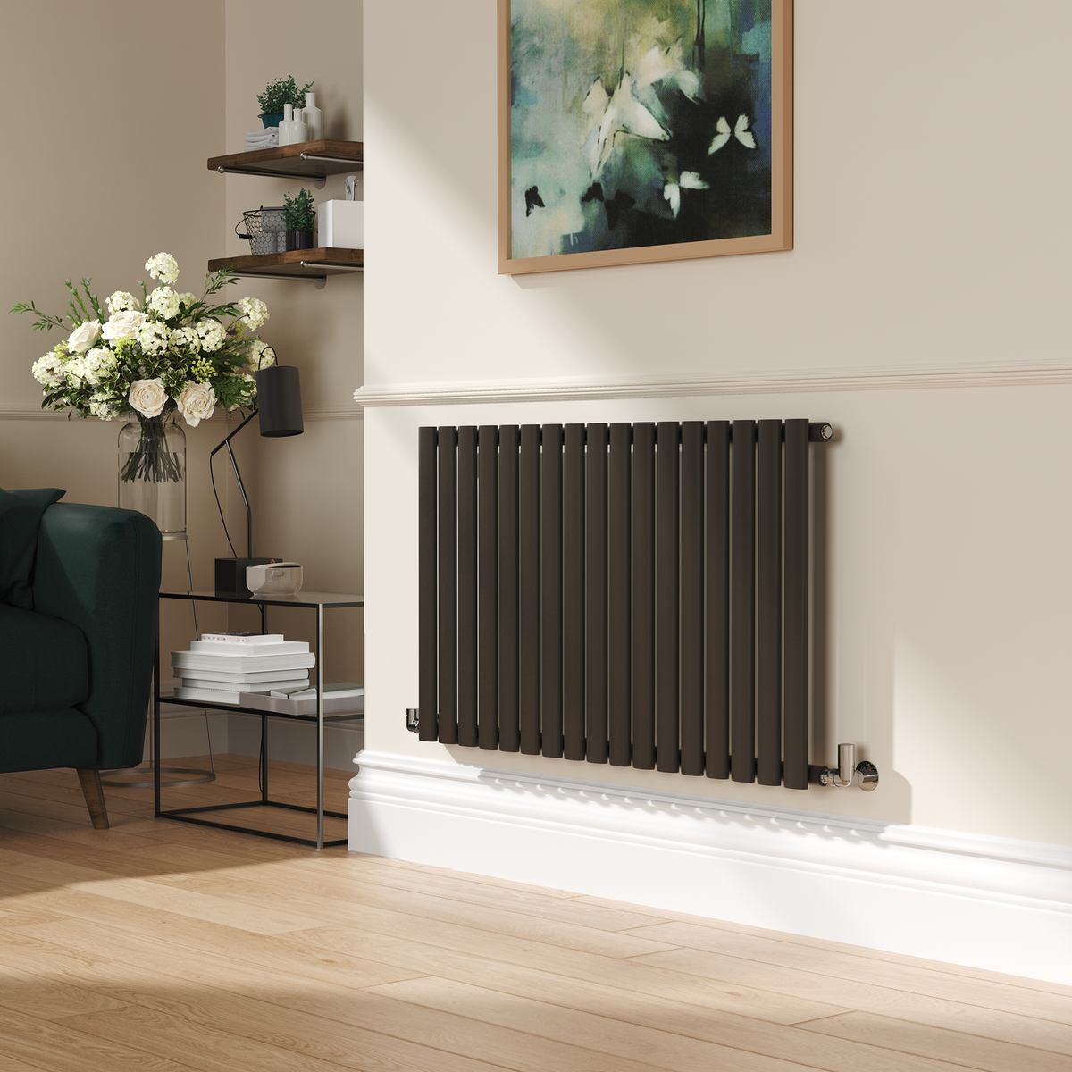 Sorrento Russet Horizontal Oval Designer Radiator 600x1003mm Single Panel 2679 BTU