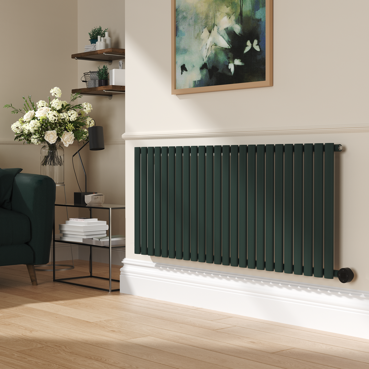 Evergreen Horizontal Smart Electric Radiator with Wi-Fi Thermostat - 2000W - H600xW1410mm - Bathroom Safe