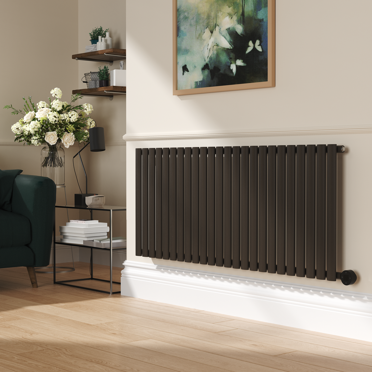 Russet Horizontal Smart Electric Radiator with Wi-Fi Thermostat - 2000W - H600xW1410mm - Bathroom Safe