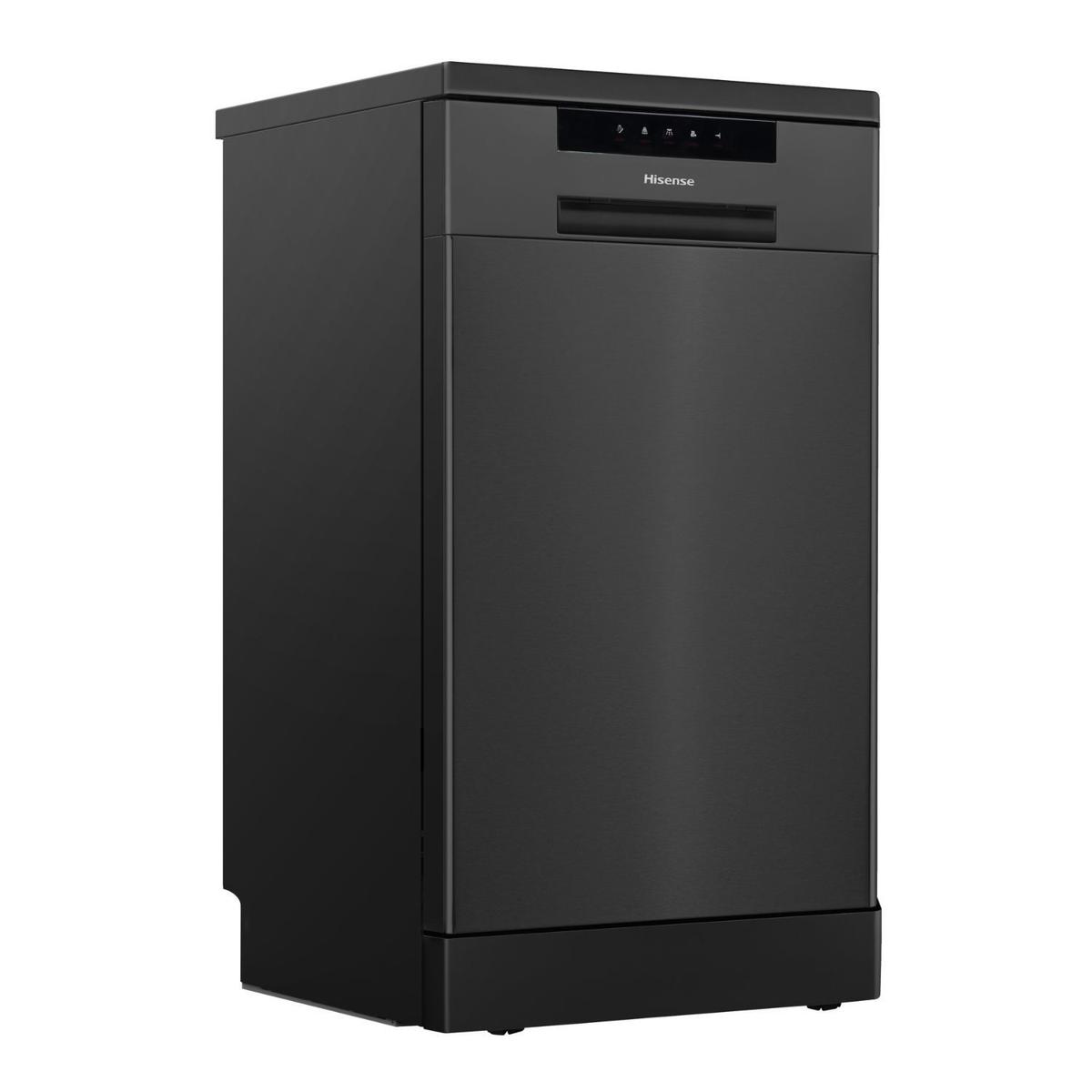 Hisense Hi4 Freestanding Slimline Dishwasher - Flexible Cutlery Tray - Black