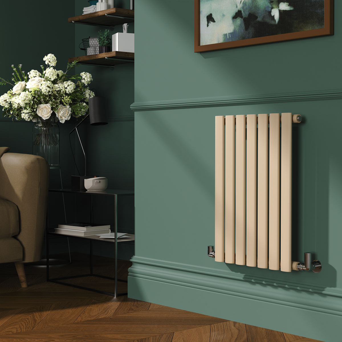 Sorrento Elk brown Horizontal Oval Designer Radiator 600x413mm Single Panel 1103 BTU
