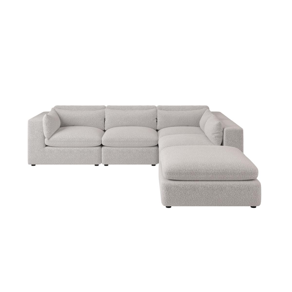 Large Beige Boucle 5 Seater Modular Corner Sofa - Hudson