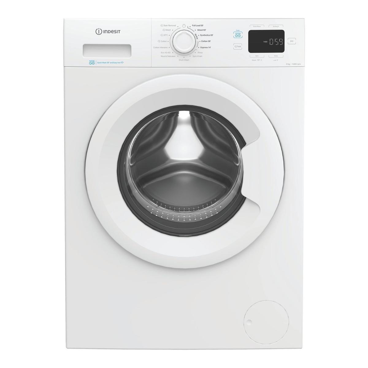 Indesit Push&Go 8kg 1400rpm Washing Machine - White - A-Rated