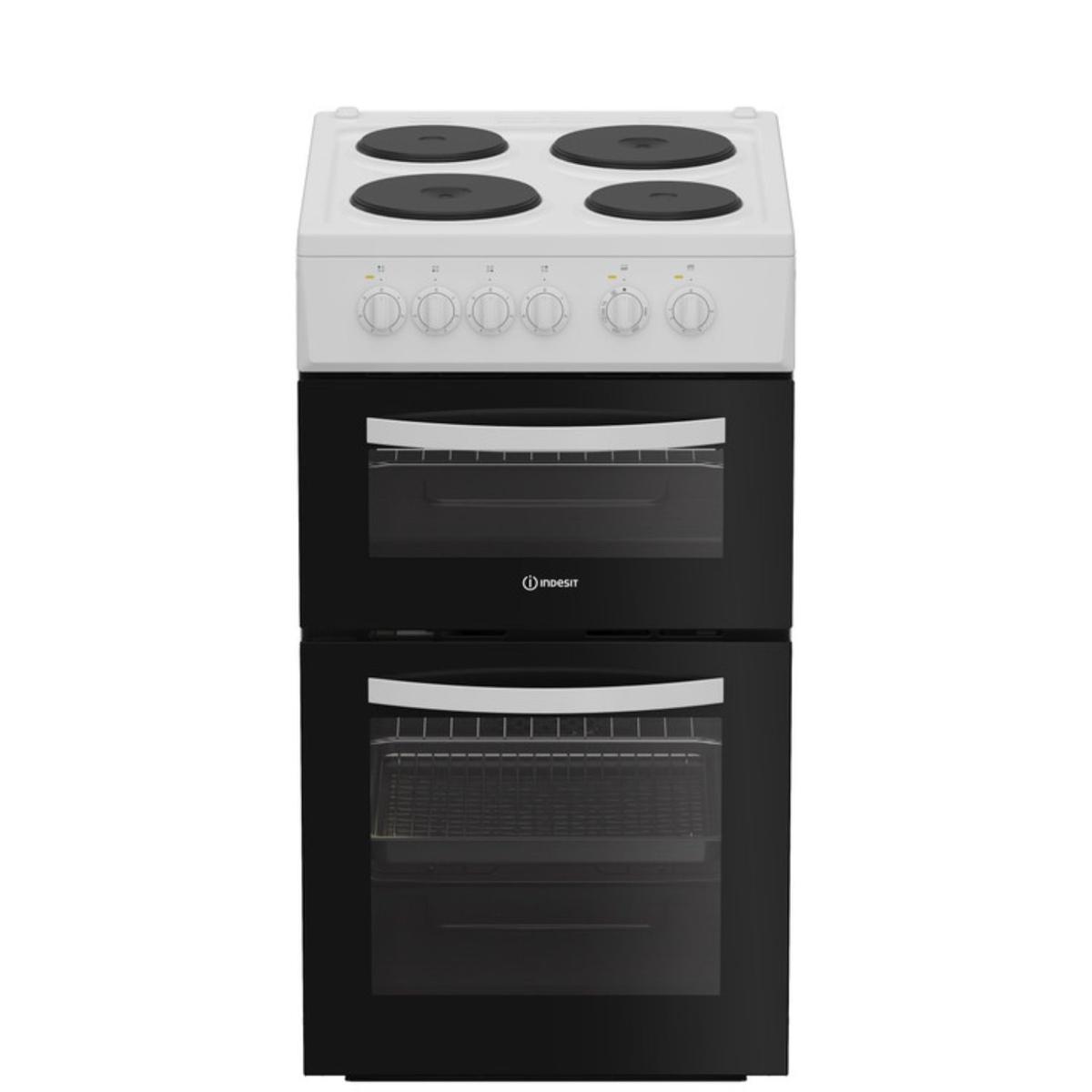 Indesit 50cm Twin Cavity Electric Cooker - White