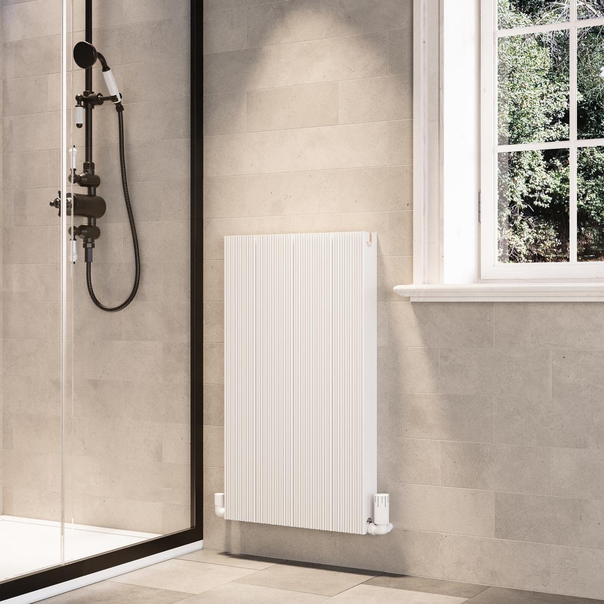 White Designer Vertical Single Panel Radiator 800 x 440mm - Laguna