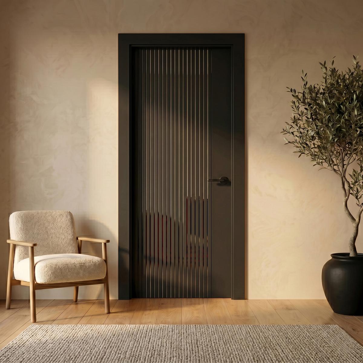 Internal Black Laminate Glazed Door with Clear Glass - Pre-Finished - 1981 x 838 x 35mm - Stria - XL Joinery