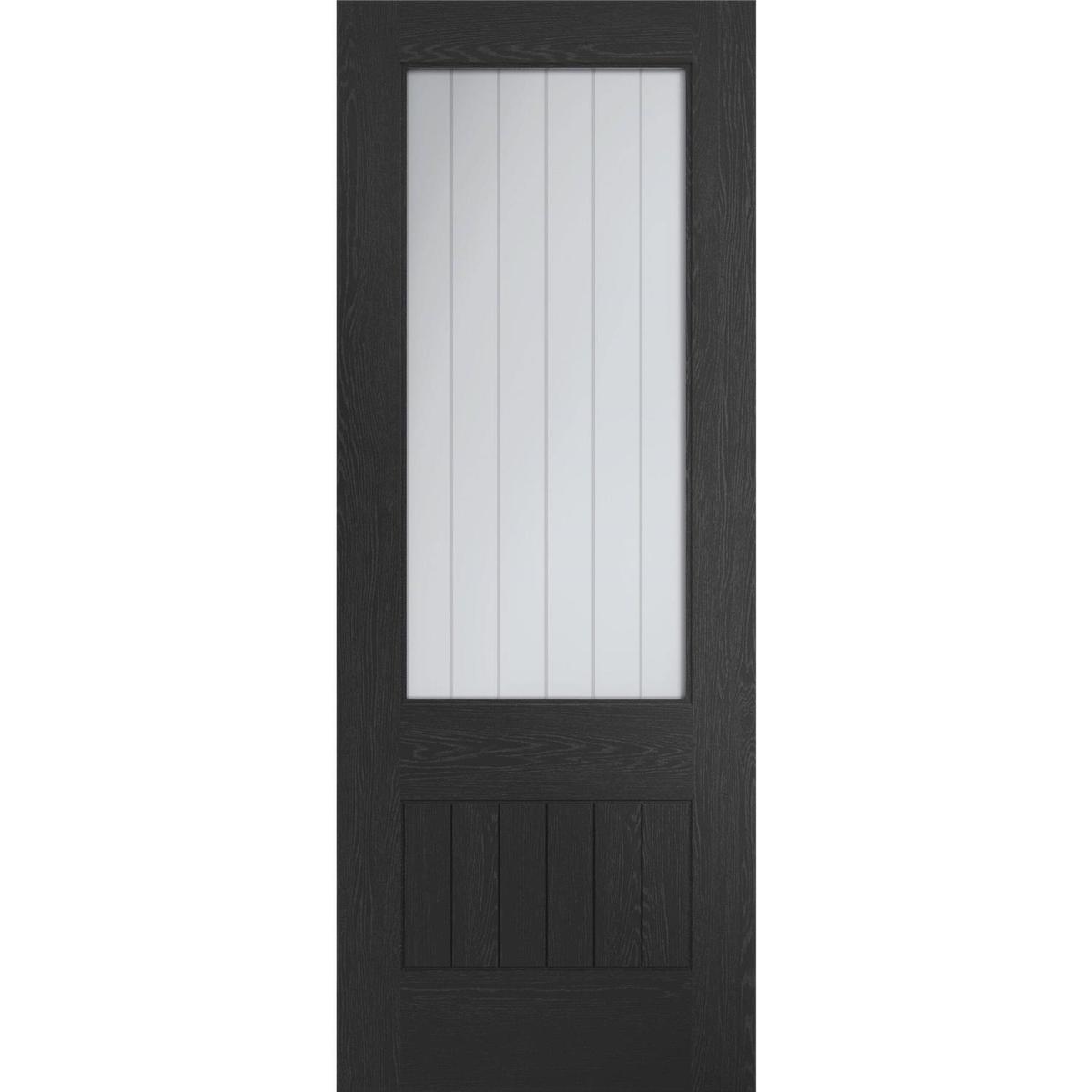 Internal Black Half-Glazed Cottage Door with Clear Etched Glass - 2040 x 726 x 40mm - Suffolk - XL Joinery