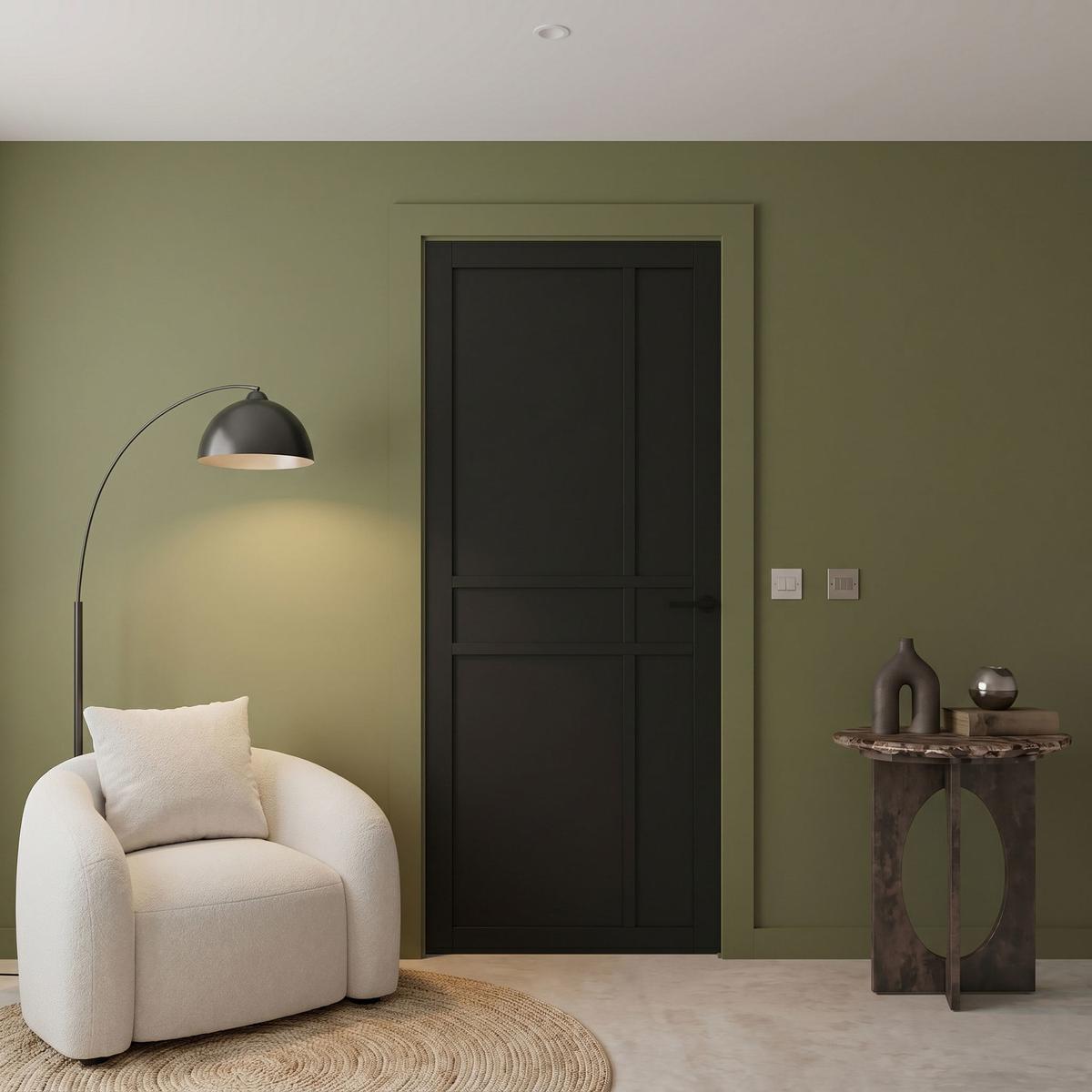 Internal Black Laminate Industrial Style FD30 Fire Door - Pre-Finished - 1981 x 762 x 44mm - Milton - XL Joinery