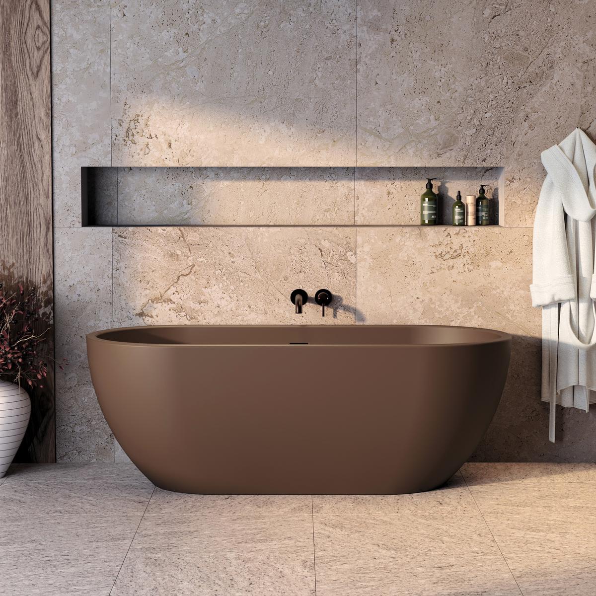 Brown Freestanding Double Ended Bath 1650 x 750mm - Lisbon