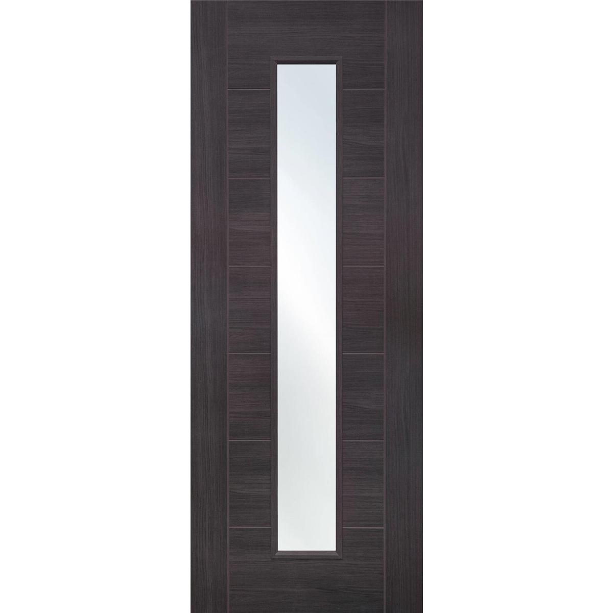 Internal Grey Laminate Glazed Door with Clear Glass - Pre-Finished - 2040 x 726 x 40mm - Palermo - XL Joinery