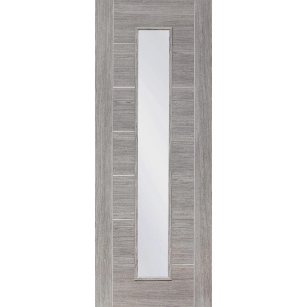 Internal Grey Laminate Glazed Door with Clear Glass - Pre-Finished - 1981 x 610 x 35mm - Palermo - XL Joinery