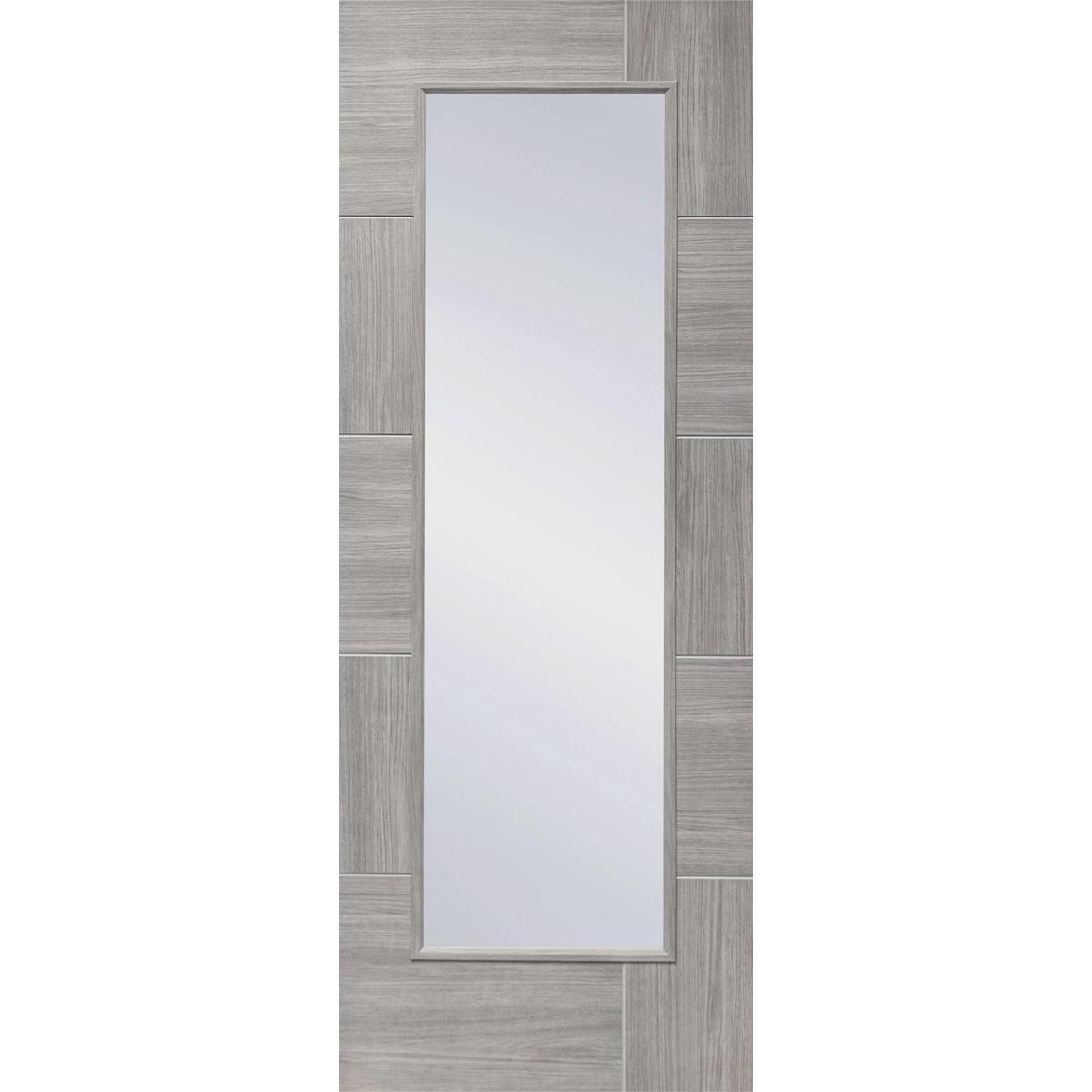Internal Grey Laminate Fully-Glazed Door with Clear Glass - Pre-Finished - 2040 x 926 x 40mm - Ravenna - XL Joinery