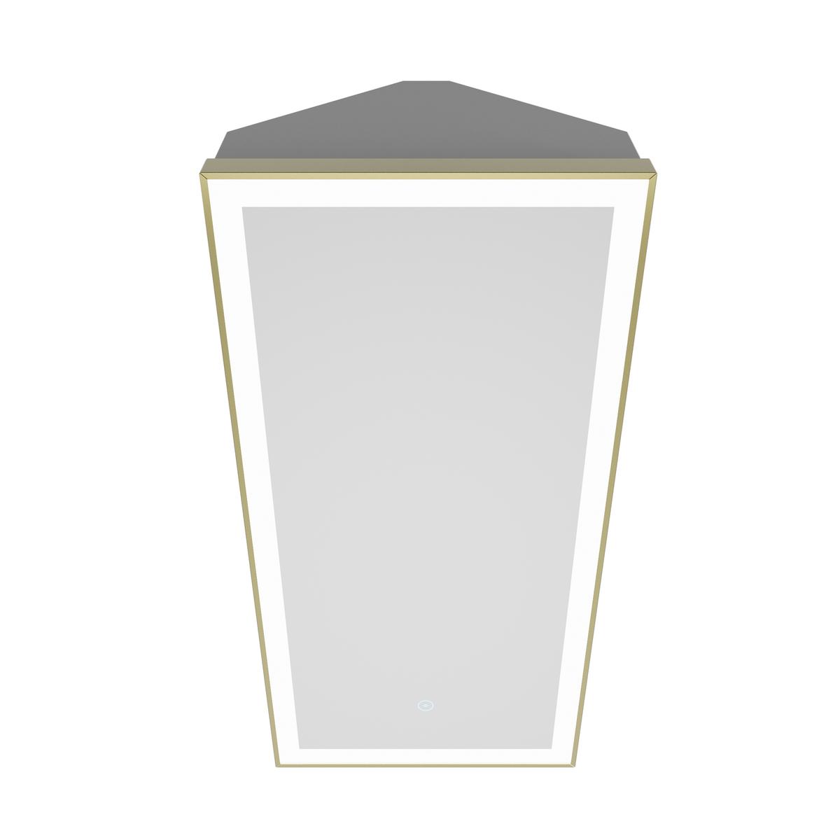 Single Door Corner Brass Bathroom Mirror Cabinet with Lights 300 x 600mm - Lykos