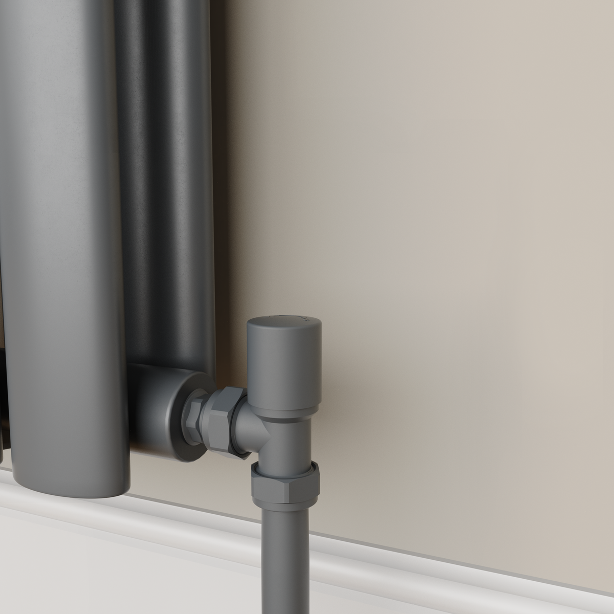 Refurbished - Elego Anthracite Gray Modern Manual Angled Radiator Valves (pair)