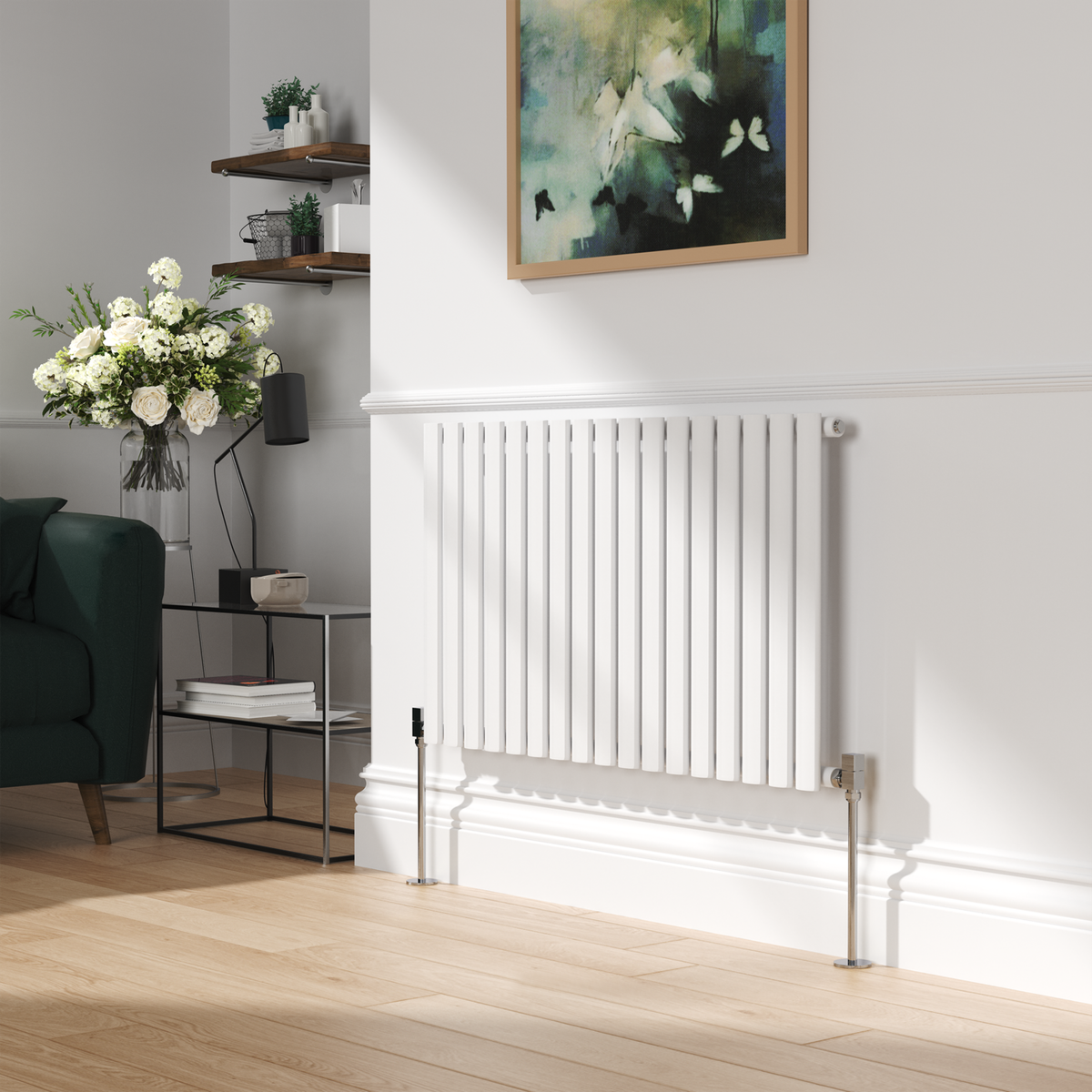 Elego Chrome Modern Manual Angled Radiator Valves (pair)