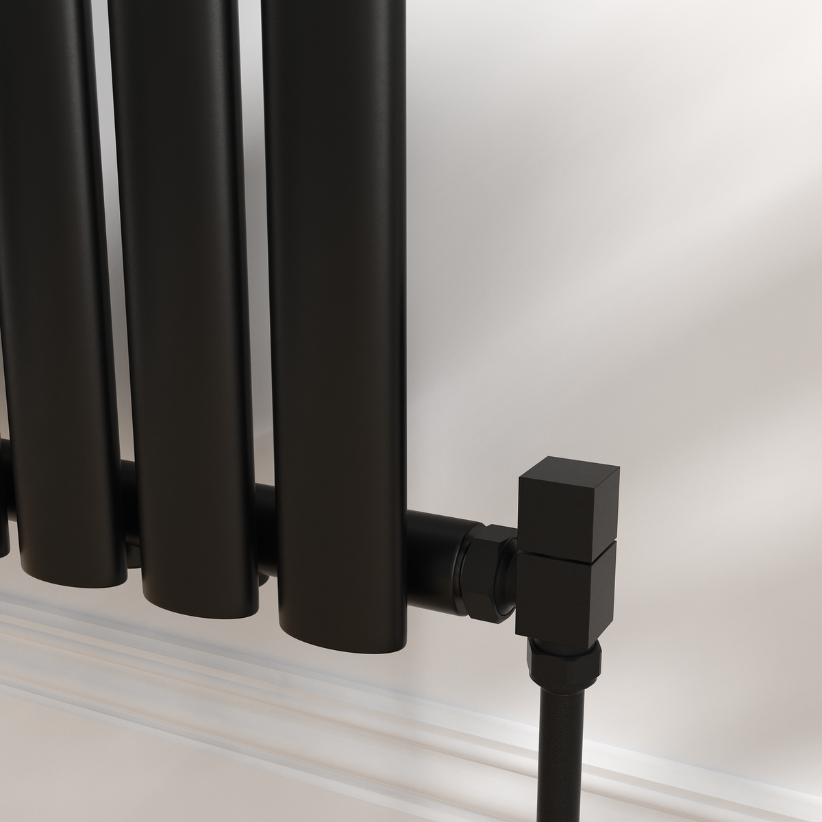 Refurbished Elego Matte Black Modern Manual Angled Radiator Valves (pair)