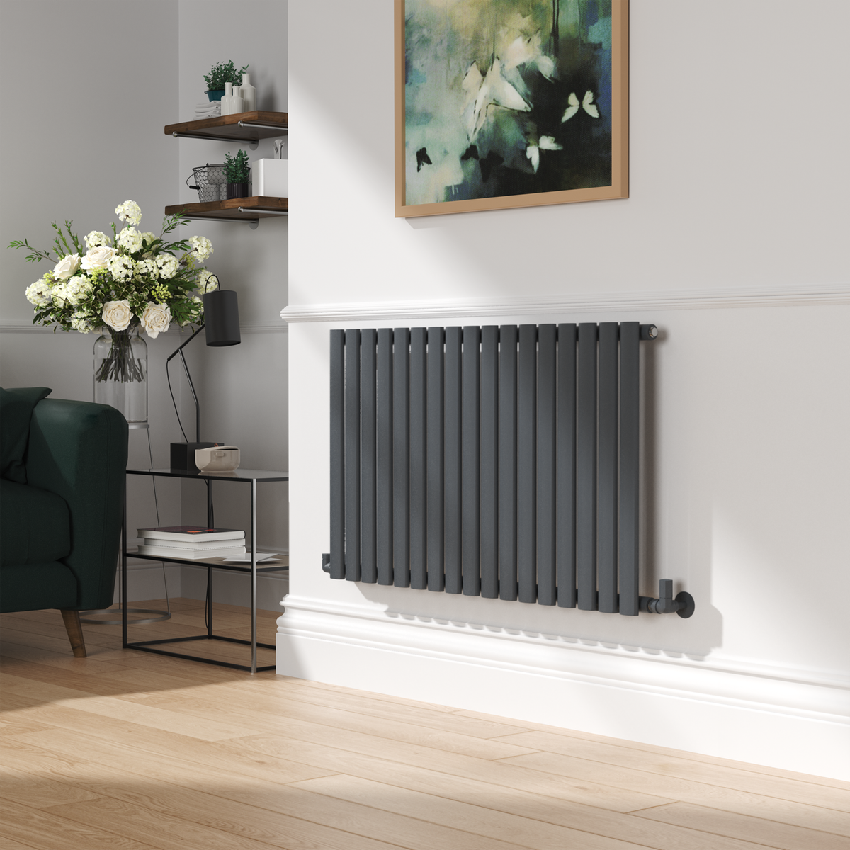 Elego Anthracite Gray Modern Manual Corner Radiator Valves With Lockshield