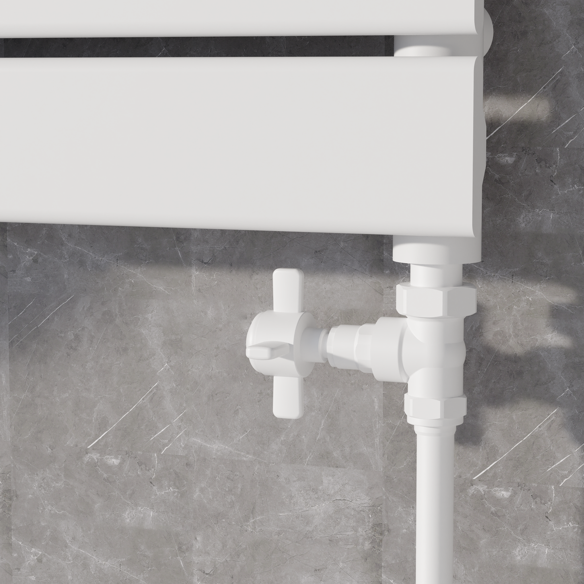 Maesta White Traditional Manual Straight Radiator Valves (pair)