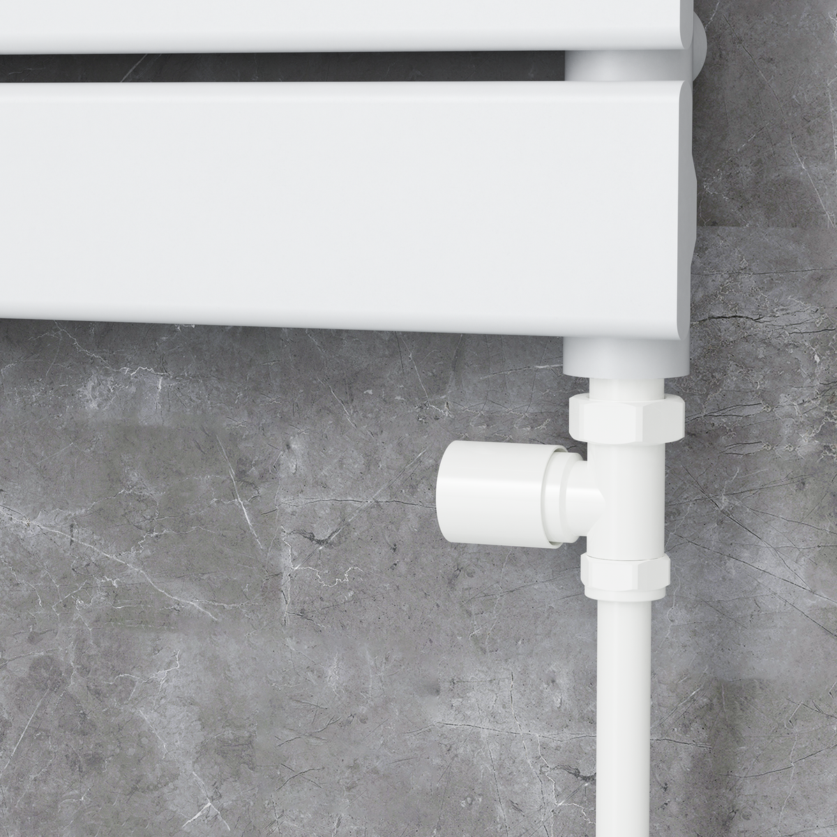 Refurbished Elego White Modern Manual Straight Radiator Valves (pair)