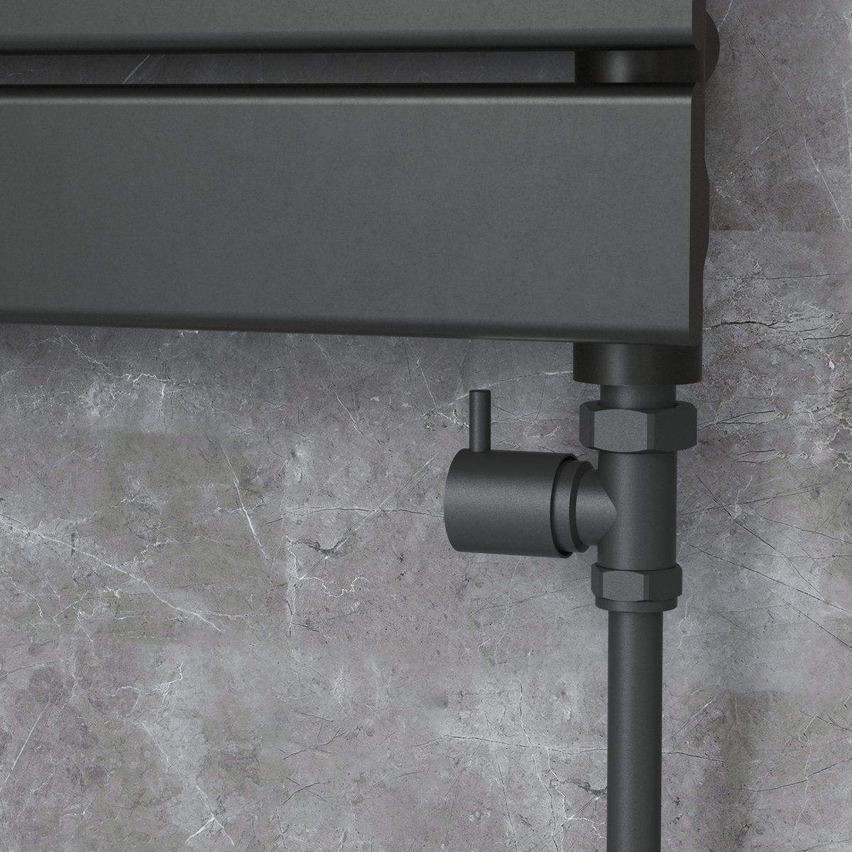 Elego Matte Black Modern Manual Straight Radiator Valves (pair)