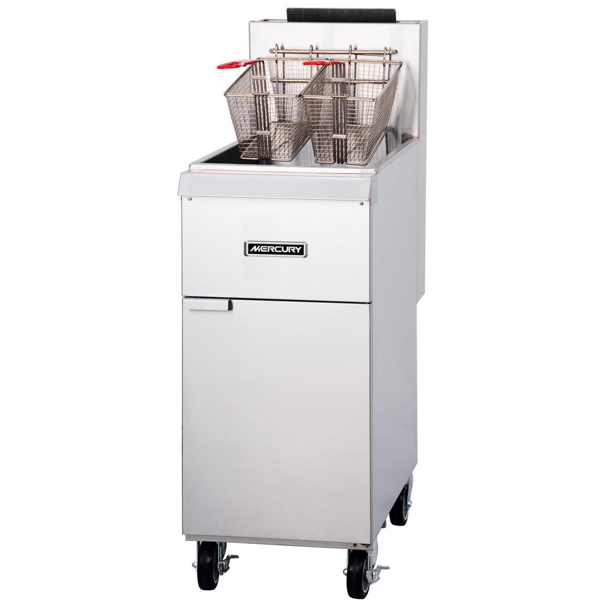 Mercury Freestanding Gas Fryer - 20 Ltr, Single Tank Twin Basket, Natural Gas
