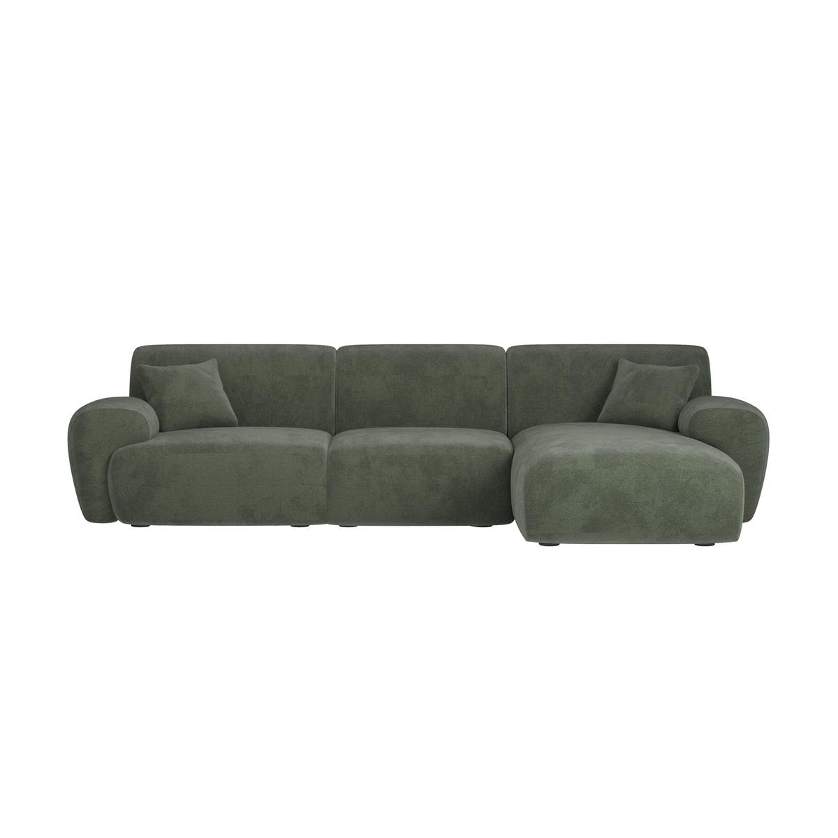 4 Seater L-Shape Chaise Corner Sofa in Green Chenille - Mahalia