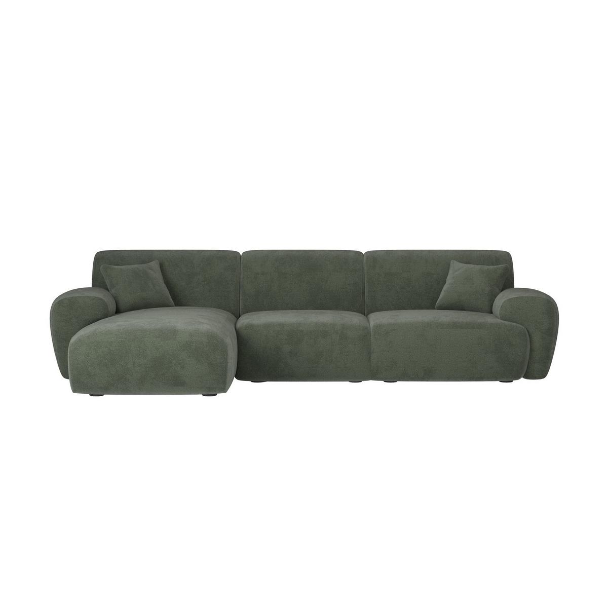 4 Seater L-Shape Chaise Corner Sofa in Green Chenille - Mahalia