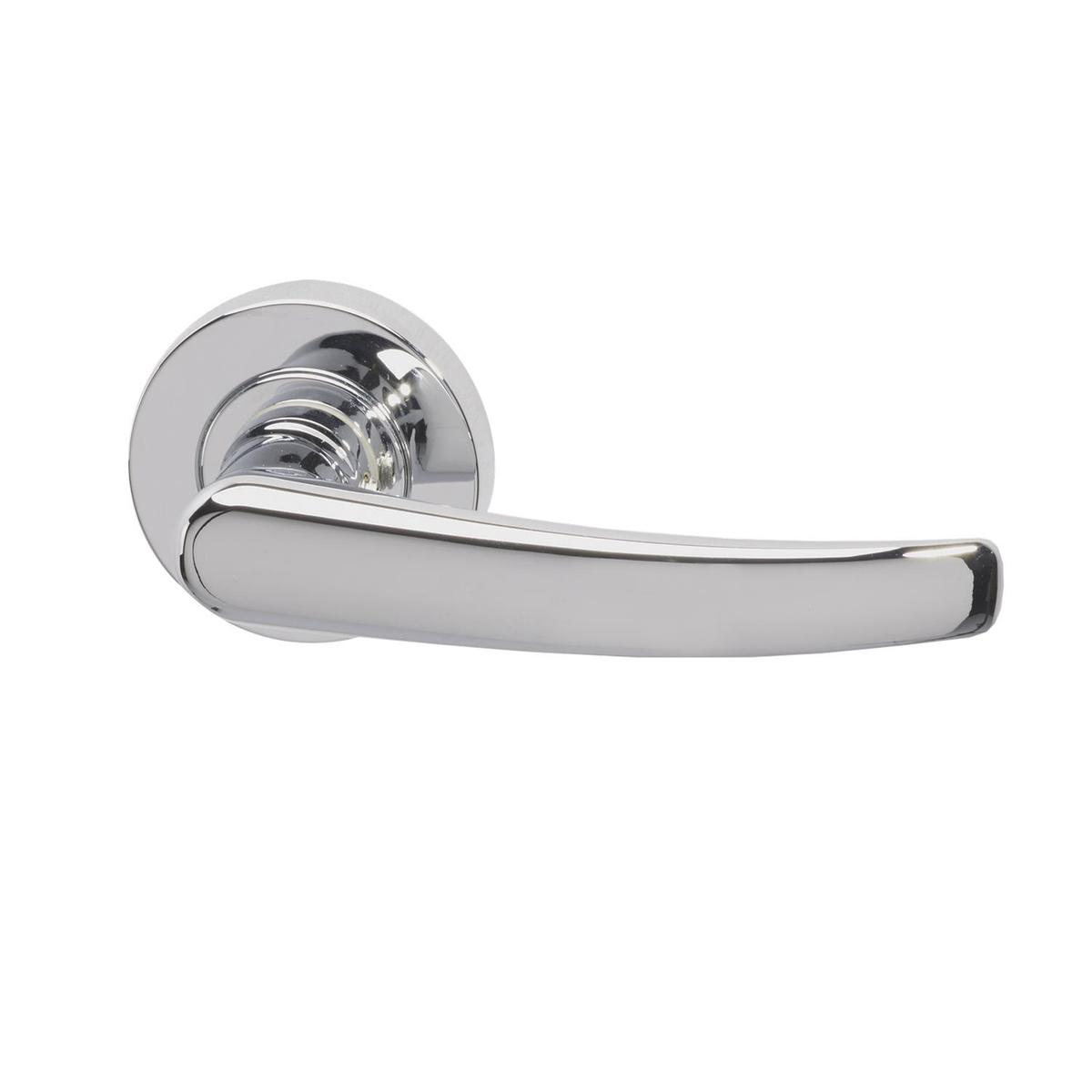 Internal Silver Polished Chrome Bathroom Lever Door Handle with Lock, Latch and Hinges Pack - 65mm Latch - Morava - XL Joinery