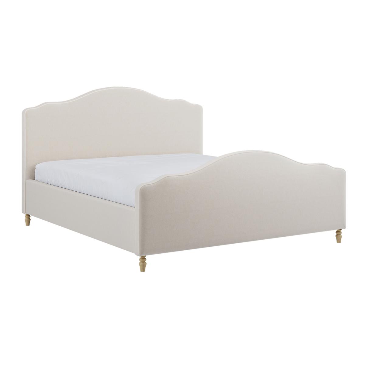Beige Upholstered Super King Side-Lift Ottoman Storage Bed with Legs - Marie