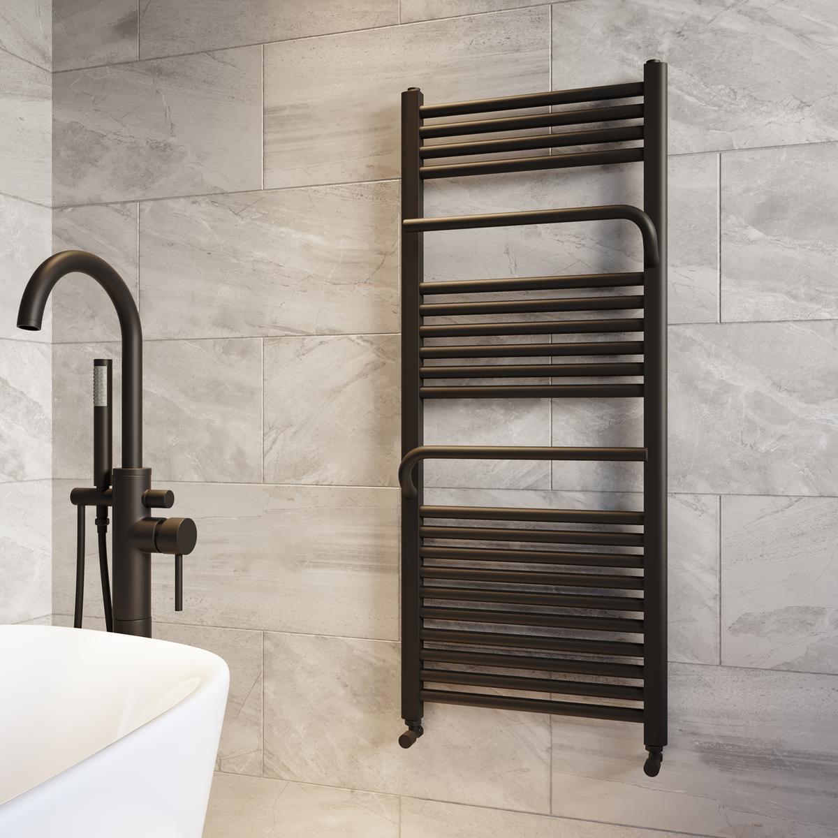 GRADE A1 - Black Towel Radiator 1200 x 500mm - Nazco