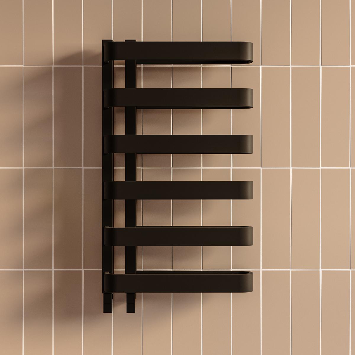 Black Designer Curved Towel Radiator 850 x 500mm – Ordos