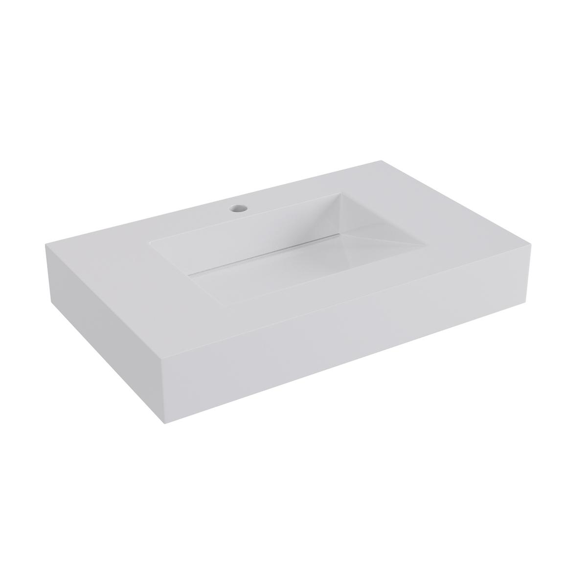 White Rectangular Wall Hung Basin with Hidden Waste 800mm - Oslo